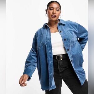 MADEWELL Corduroy Kentwood Oversized Shirt Jacket Distant Ocean Blue Large EUC